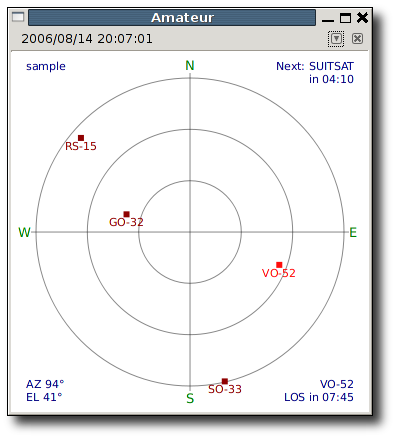 Gpredict polar plot showing a satellite pass